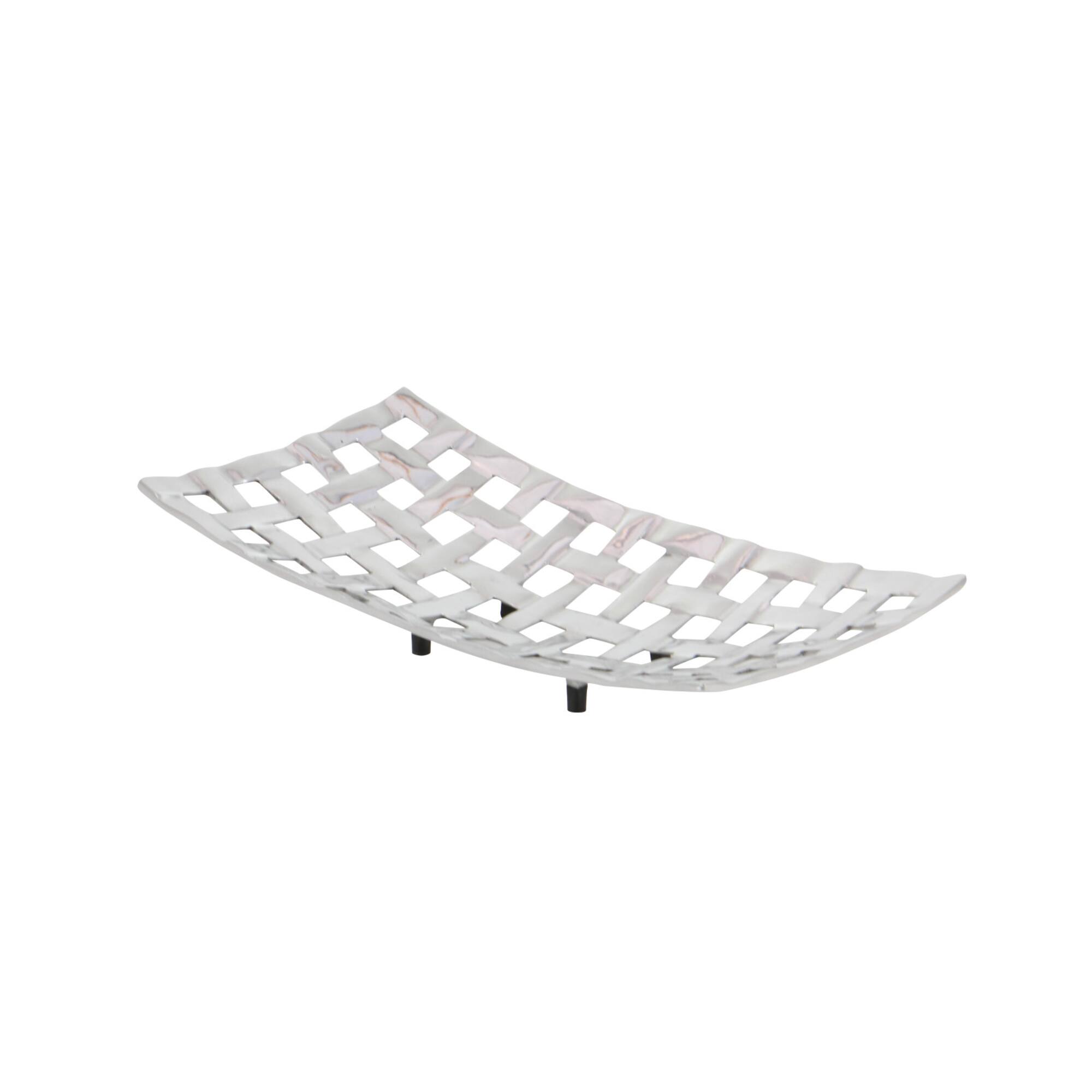 Silver Aluminum Contemporary Tray Set
